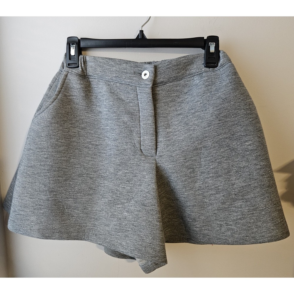 Layla Women's Structured Wide Leg Shorts Gray Elastic Waist Skirt Look‎ Sz XS/S